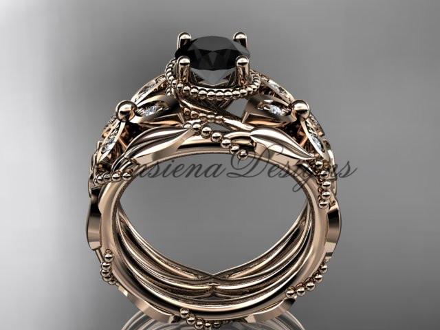 14kt rose gold diamond celtic, Enhanced Black Diamond engagement set CT7136S