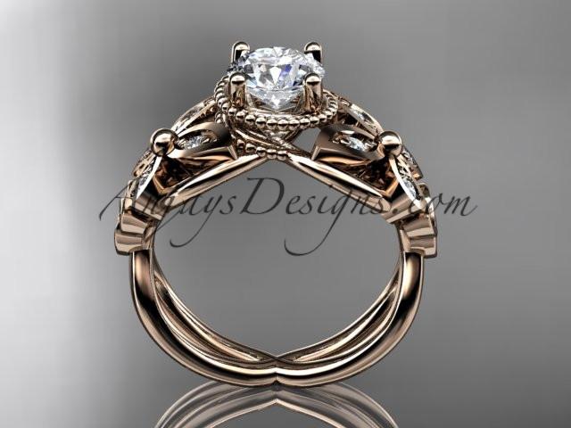 14kt rose gold diamond celtic trinity knot wedding ring,butterfly engagement ring CT7136 - AnjaysDesigns