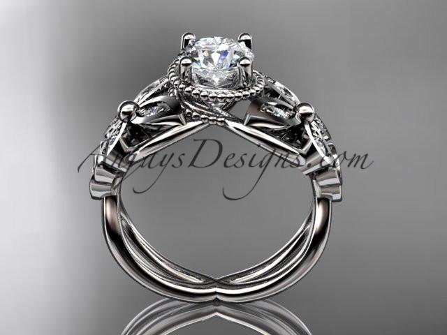 14kt white gold diamond celtic trinity knot wedding ring,butterfly engagement ring with a "Forever One" Moissanite center stone CT7136 - AnjaysDesigns