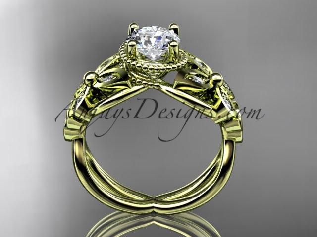 14kt yellow gold diamond celtic trinity knot wedding ring,butterfly engagement ring with a "Forever One" Moissanite center stone CT7136 - AnjaysDesigns