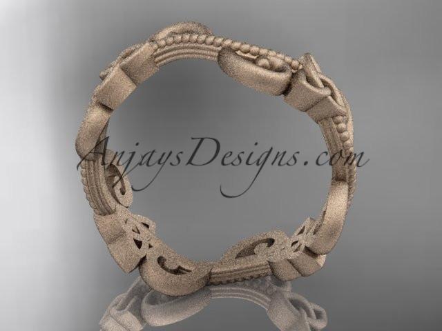 14kt rose gold celtic trinity knot matte finish wedding band, engagement ring CT7138G - AnjaysDesigns