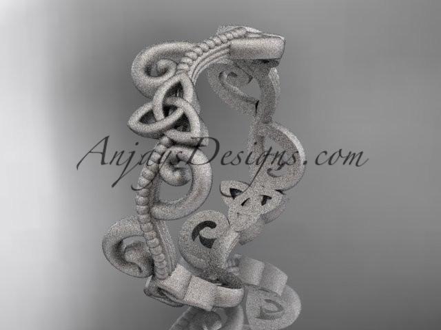 platinum celtic trinity knot matte finish wedding band, engagement ring CT7138G - AnjaysDesigns