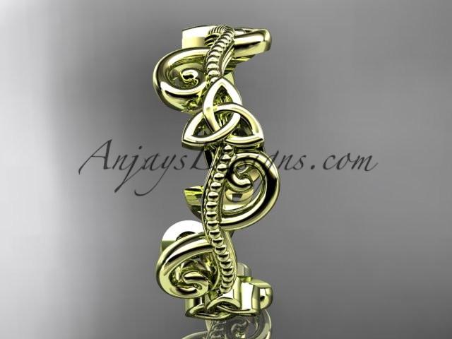 14kt yellow gold celtic trinity knot wedding band, engagement ring CT7138G - AnjaysDesigns