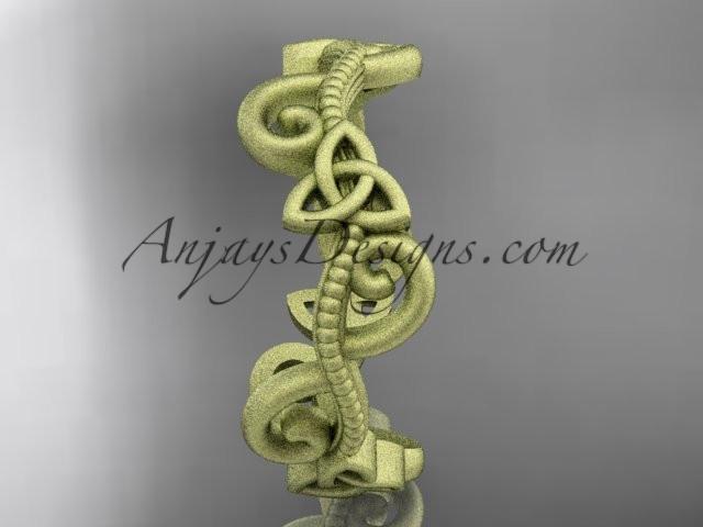 14kt yellow gold celtic trinity knot matte finish wedding band, engagement ring CT7138G - AnjaysDesigns