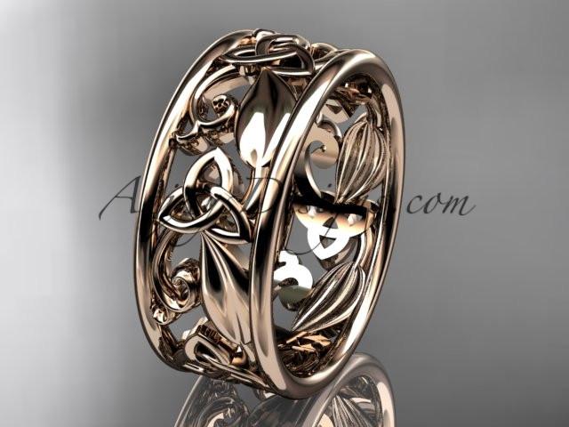 14kt rose gold celtic trinity knot wedding band, engagement ring CT7150G - AnjaysDesigns
