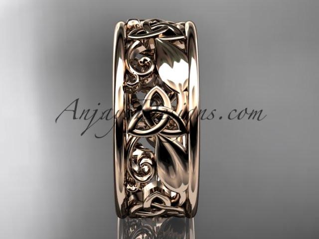 14kt rose gold celtic trinity knot wedding band, engagement ring CT7150G - AnjaysDesigns
