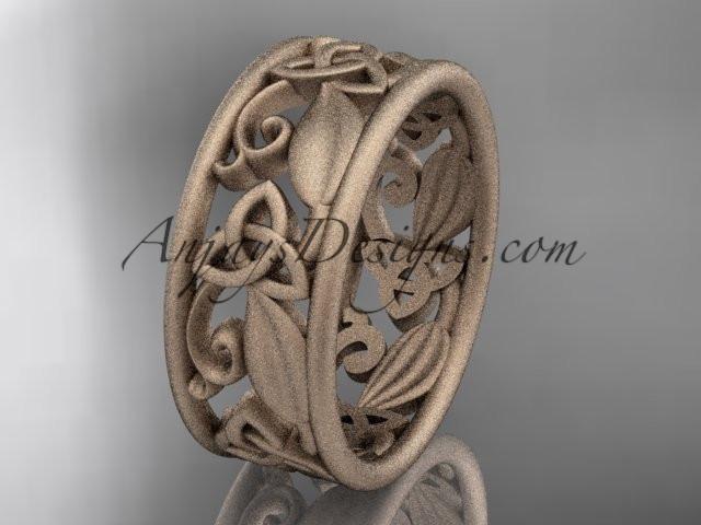 14kt rose gold celtic trinity knot wedding band, matte finish wedding band, engagement ring CT7150G - AnjaysDesigns