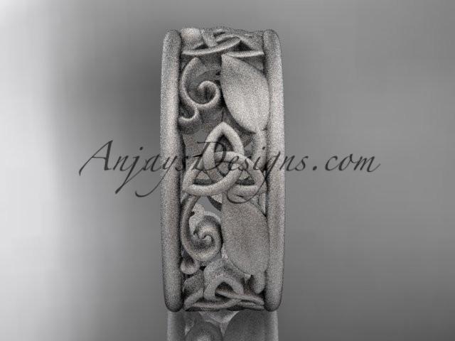 platinum celtic trinity knot wedding band, matte finish wedding band, engagement ring CT7150G - AnjaysDesigns