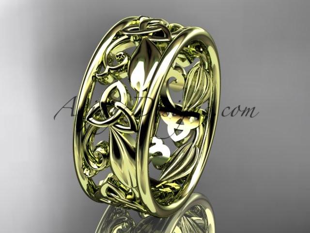 14kt yellow gold celtic trinity knot wedding band, engagement ring CT7150G - AnjaysDesigns