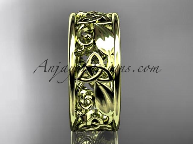 14kt yellow gold celtic trinity knot wedding band, engagement ring CT7150G - AnjaysDesigns