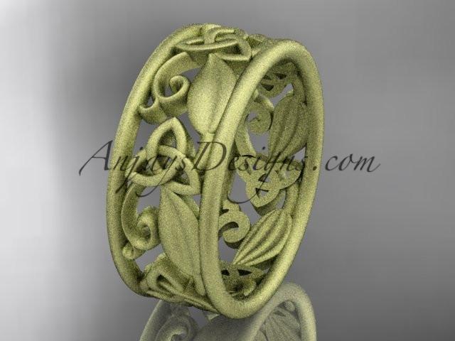 14kt yellow gold celtic trinity knot wedding band, matte finish wedding band, engagement ring CT7150G - AnjaysDesigns