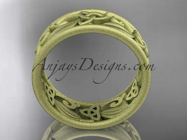 14kt yellow gold celtic trinity knot wedding band, matte finish wedding band, engagement ring CT7150G - AnjaysDesigns