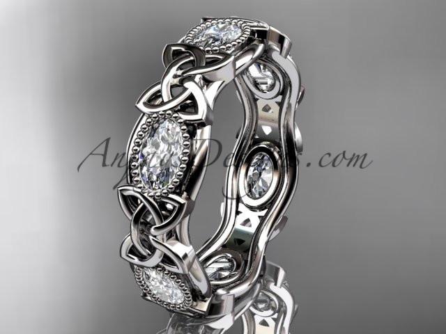 14kt white gold celtic trinity knot wedding band, engagement ring CT7152B - AnjaysDesigns