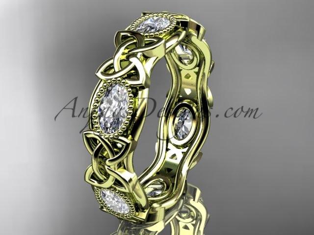 14kt yellow gold celtic trinity knot wedding band, engagement ring CT7152B - AnjaysDesigns