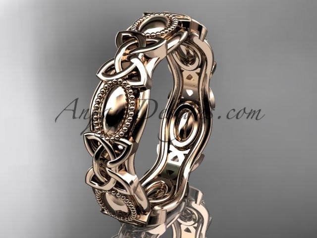 14kt rose gold celtic trinity knot wedding band, engagement ring CT7152G - AnjaysDesigns