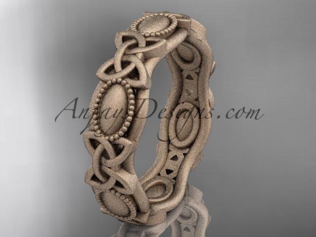 14kt rose gold celtic trinity knot wedding band, matte finish wedding band, engagement ring CT7510G - AnjaysDesigns
