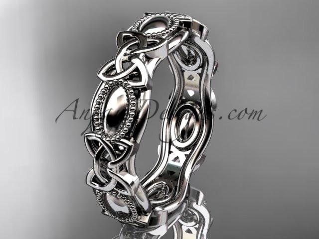 14kt white gold celtic trinity knot wedding band, engagement ring CT7152G - AnjaysDesigns