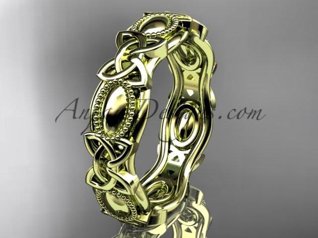 14kt yellow gold celtic trinity knot wedding band, engagement ring CT7152G - AnjaysDesigns