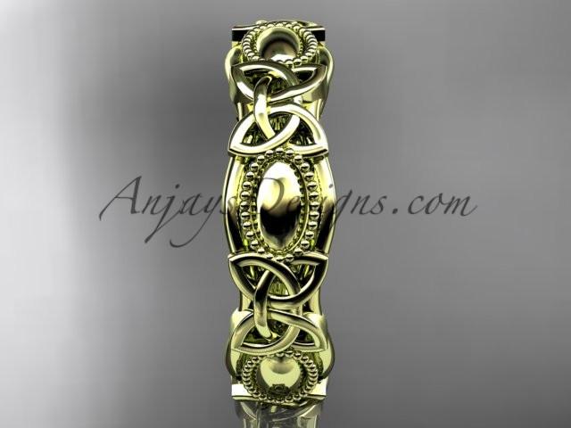 14kt yellow gold celtic trinity knot wedding band, engagement ring CT7152G - AnjaysDesigns