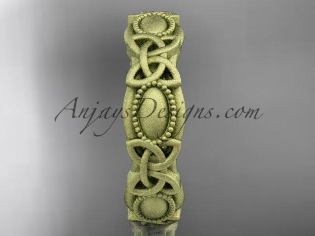 14kt yellow gold celtic trinity knot wedding band, matte finish wedding band, engagement ring CT7510G - AnjaysDesigns