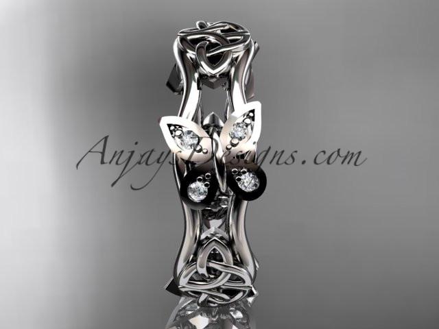 platinum diamond celtic trinity knot wedding band, butterfly engagement ring CT7153BA - AnjaysDesigns
