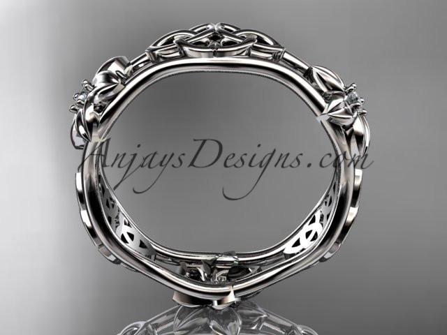 14kt white gold diamond celtic trinity knot wedding band, flower engagement ring CT7153B - AnjaysDesigns