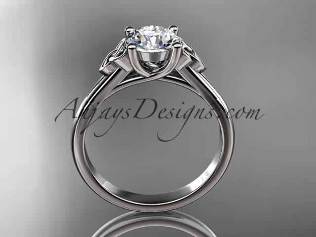 platinum celtic trinity knot wedding ring with a "Forever One" Moissanite center stone CT7154 - AnjaysDesigns