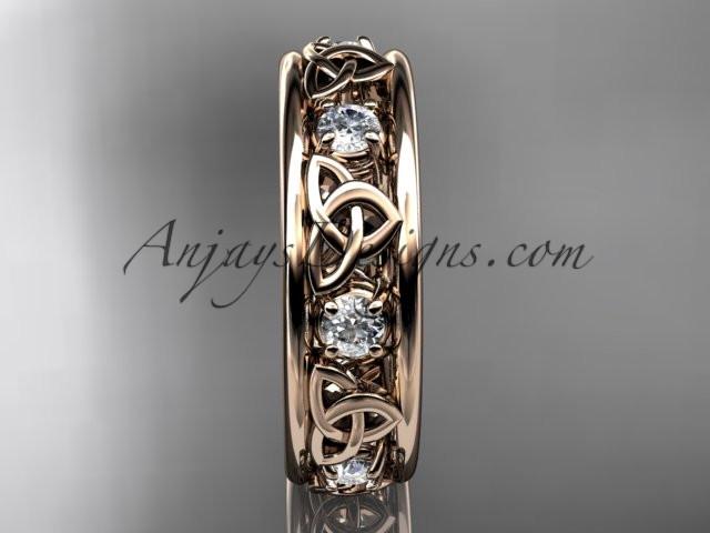 14kt rose gold celtic trinity knot wedding band, engagement ring CT7160B - AnjaysDesigns