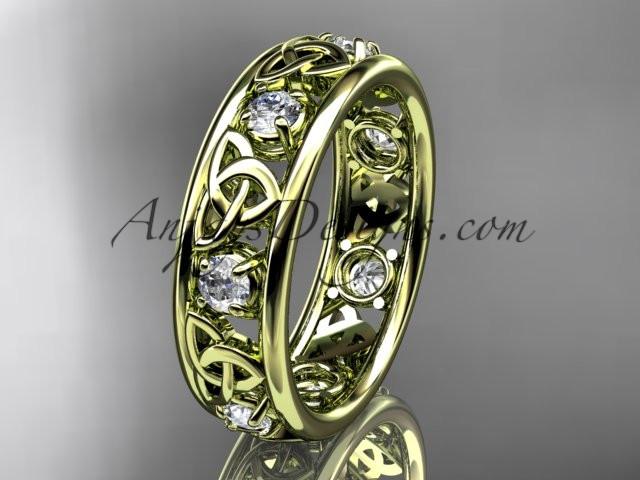 14kt yellow gold celtic trinity knot wedding band, engagement ring CT7160B - AnjaysDesigns