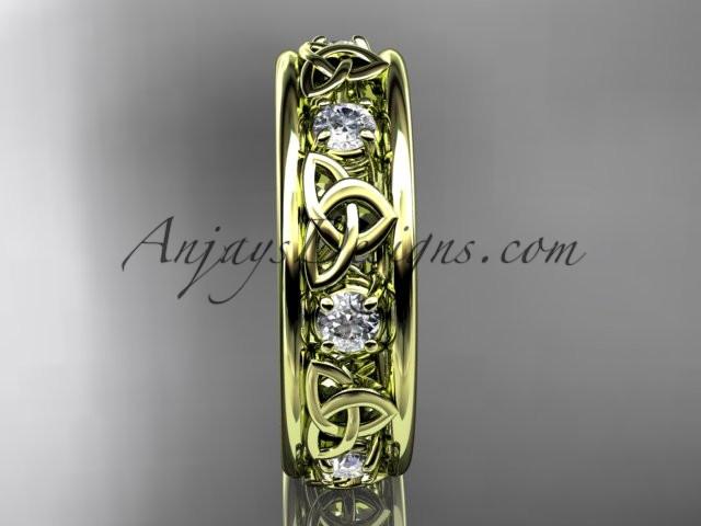 14kt yellow gold celtic trinity knot wedding band, engagement ring CT7160B - AnjaysDesigns