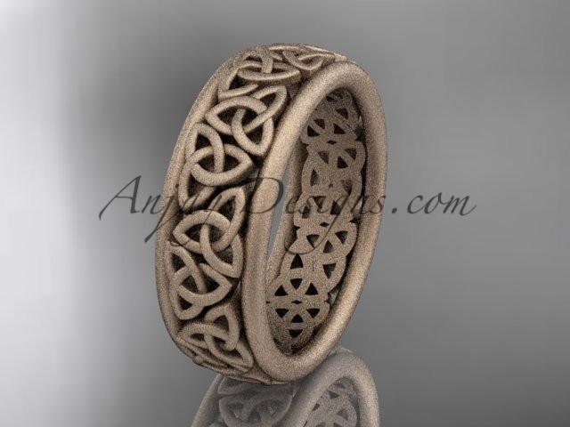 14kt rose gold celtic trinity knot wedding band, matte finish wedding band, engagement ring CT7163G - AnjaysDesigns