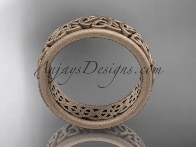 14kt rose gold celtic trinity knot wedding band, matte finish wedding band, engagement ring CT7163G - AnjaysDesigns