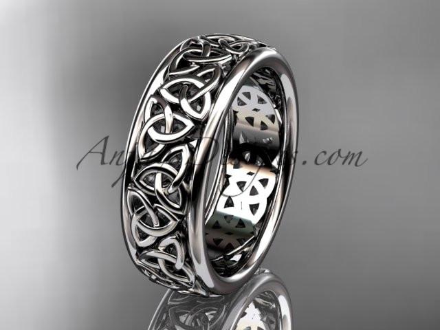 14kt white gold celtic trinity knot wedding band, engagement ring CT7163G - AnjaysDesigns