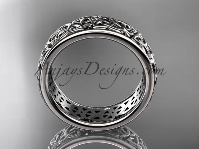 14kt white gold celtic trinity knot wedding band, engagement ring CT7163G - AnjaysDesigns