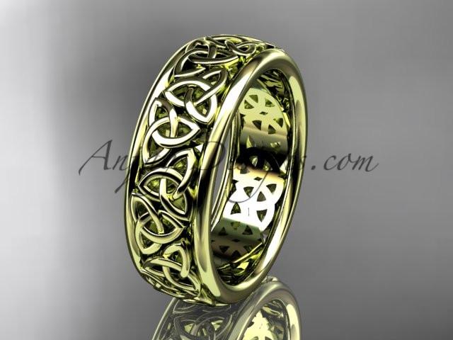 14kt yellow gold celtic trinity knot wedding band, engagement ring CT7163G - AnjaysDesigns