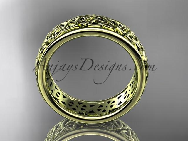 14kt yellow gold celtic trinity knot wedding band, engagement ring CT7163G - AnjaysDesigns