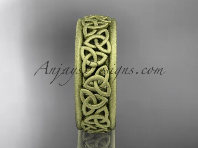 14kt yellow gold celtic trinity knot wedding band, matte finish wedding band, engagement ring CT7163G - AnjaysDesigns