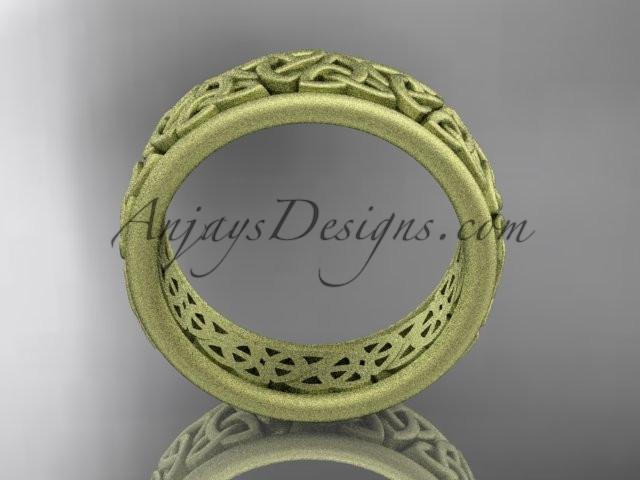 14kt yellow gold celtic trinity knot wedding band, matte finish wedding band, engagement ring CT7163G - AnjaysDesigns