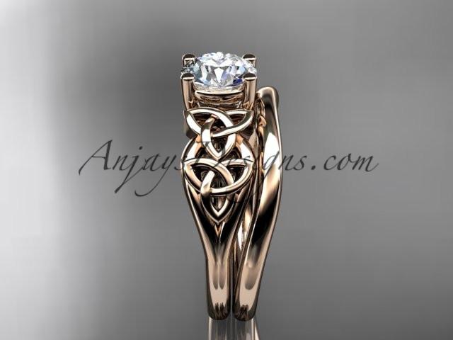14kt rose gold celtic trinity knot wedding ring, engagement set CT7169S - AnjaysDesigns