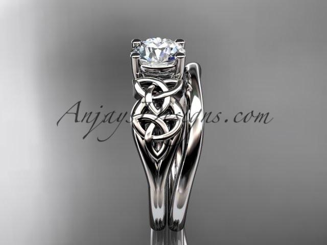 platinum celtic trinity knot wedding ring, engagement set CT7169S - AnjaysDesigns