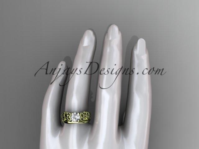 14kt yellow gold celtic trinity knot wedding ring, engagement set CT7169S - AnjaysDesigns