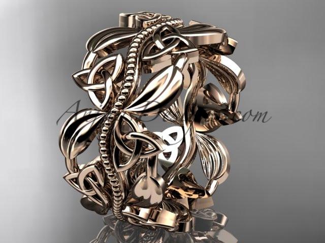14kt rose gold celtic trinity knot wedding band, engagement ring CT7188G - AnjaysDesigns
