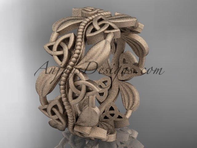 14kt rose gold celtic trinity knot wedding band, matte finish wedding band, engagement ring CT7188G - AnjaysDesigns