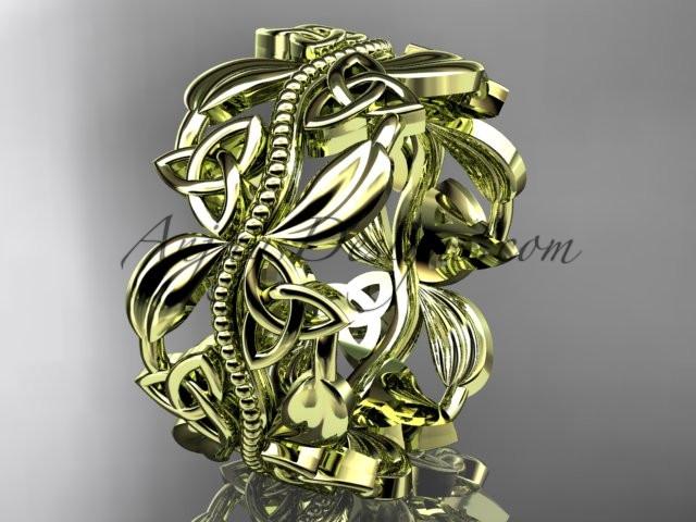 14kt yellow gold celtic trinity knot wedding band, engagement ring CT7188G - AnjaysDesigns