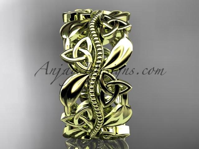 14kt yellow gold celtic trinity knot wedding band, engagement ring CT7188G - AnjaysDesigns