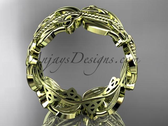 14kt yellow gold celtic trinity knot wedding band, engagement ring CT7188G - AnjaysDesigns