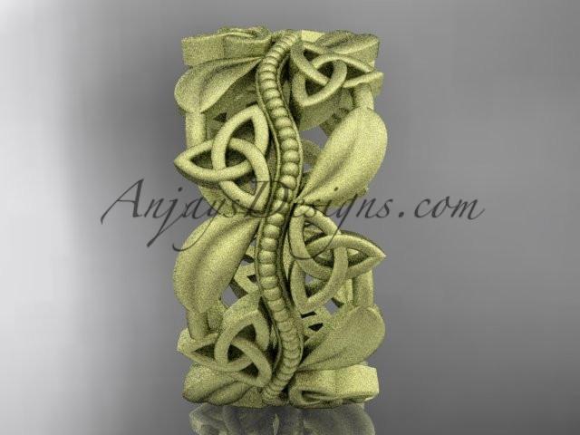 14kt yellow gold celtic trinity knot wedding band, matte finish wedding band, engagement ring CT7188G - AnjaysDesigns