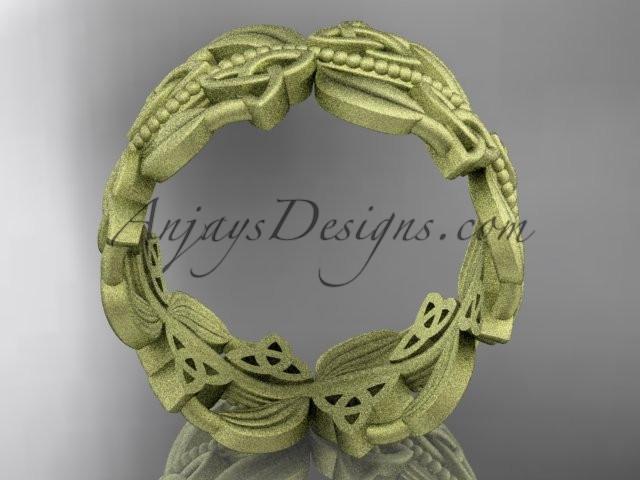 14kt yellow gold celtic trinity knot wedding band, matte finish wedding band, engagement ring CT7188G - AnjaysDesigns