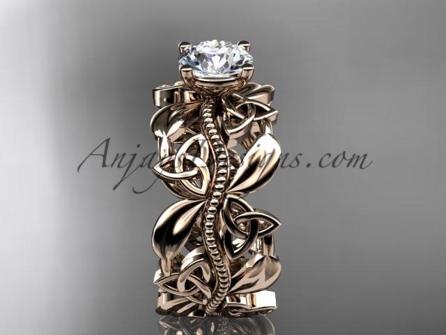 14kt rose gold celtic trinity knot wedding ring, engagement ring CT7188 - AnjaysDesigns
