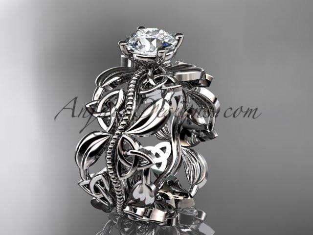 platinum celtic trinity knot wedding ring, engagement ring CT7188 - AnjaysDesigns